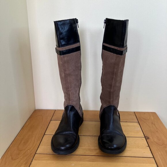 Donna Piu' Equestrian Riding Style Boots Two-Tone Leather & Suede Made in Italy - Picture 3 of 9
